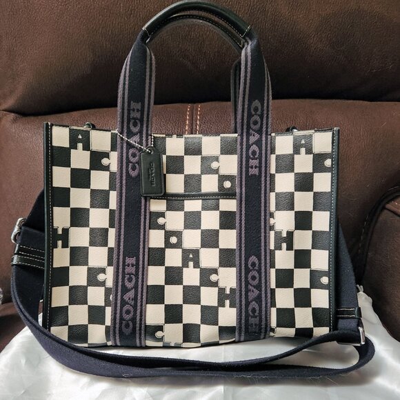 Coach Smith Tote with Checkerboard Print - Off-white & Black - EUC - Picture 2 of 13